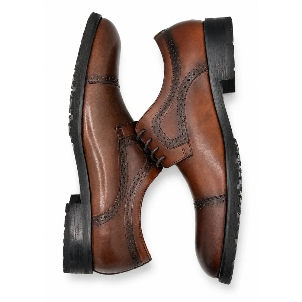 Steve Madden WEBB01M1 Men's Size 11M Brown Leather Cap Toe Oxford Dress‎ Shoes